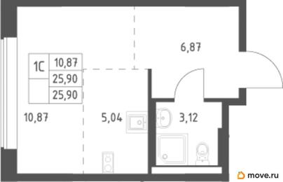 студия, 25.9 м&sup2;