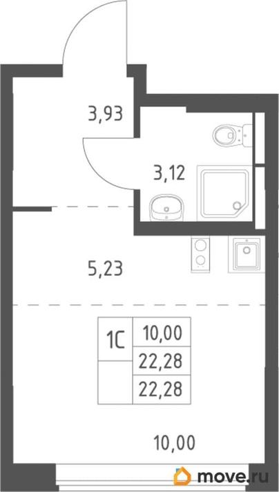 студия, 22.28 м&sup2;