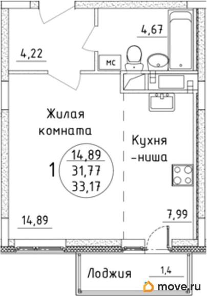 студия, 33.17 м&sup2;
