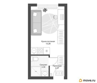 студия, 18.93 м&sup2;
