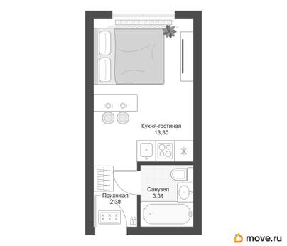 студия, 18.99 м&sup2;