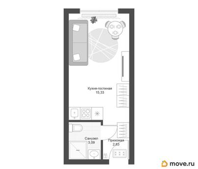 студия, 21.25 м&sup2;