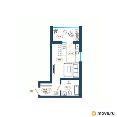 студия, 31.9 м&sup2;