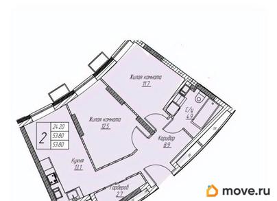 2-комн. квартира, 53.7 м&sup2;