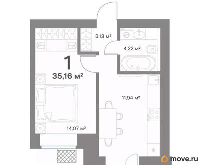 1-комн. квартира, 35.16 м&sup2;