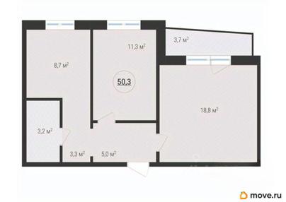 2-комн. апартаменты, 49.9 м&sup2;