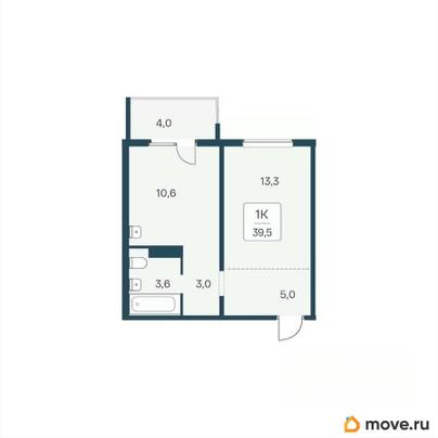 1-комн. квартира, 39.5 м&sup2;