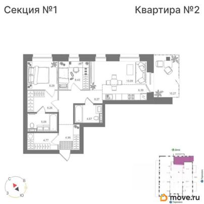 2-комн. квартира, 70.19 м&sup2;