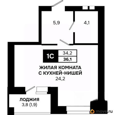 студия, 36.1 м&sup2;