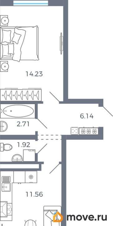 1-комн. квартира, 38.37 м&sup2;