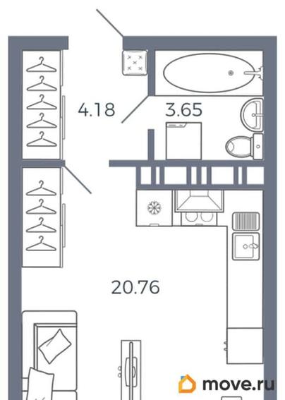 студия, 28.59 м&sup2;