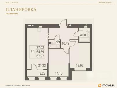 2-комн. квартира, 67.97 м&sup2;