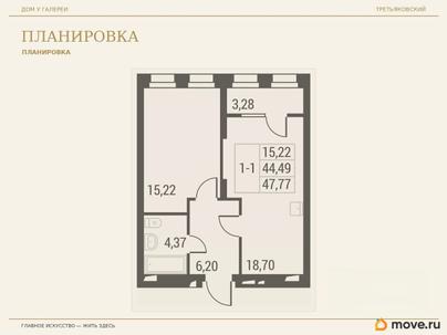 1-комн. квартира, 47.77 м&sup2;