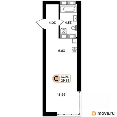 студия, 29.3 м&sup2;