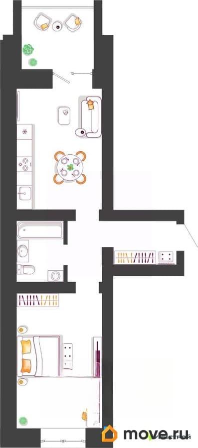 1-комн. квартира, 44.92 м&sup2;