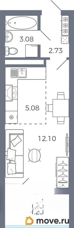 студия, 25.11 м&sup2;