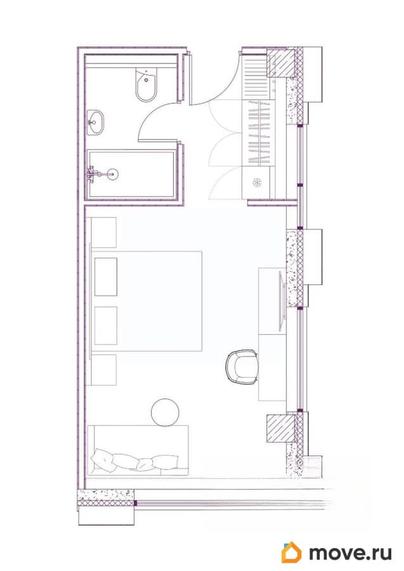 1-комн. апартаменты, 26.68 м&sup2;
