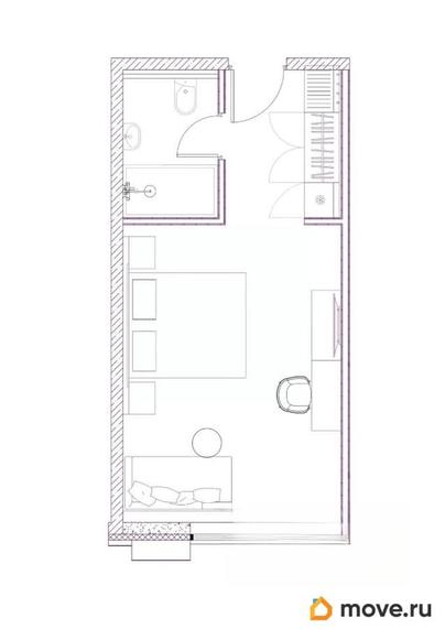 1-комн. апартаменты, 28.02 м&sup2;