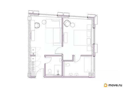 1-комн. апартаменты, 46.36 м&sup2;