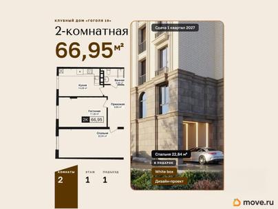 2-комн. квартира, 66.95 м&sup2;