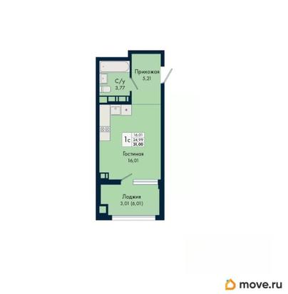 студия, 31 м&sup2;