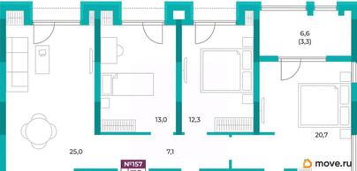 3-комн. квартира, 93.4 м&sup2;