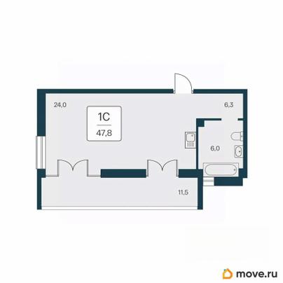 студия, 47.8 м&sup2;