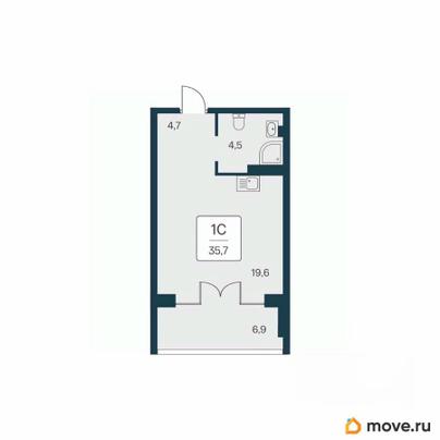 1-комн. квартира, 35.7 м&sup2;
