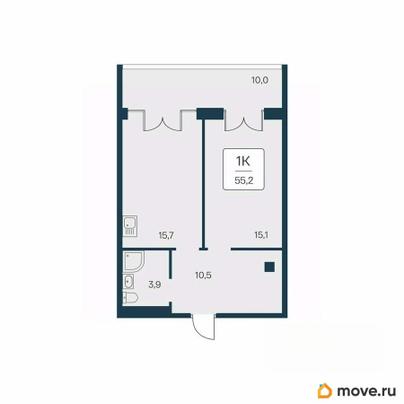2-комн. квартира, 55.2 м&sup2;