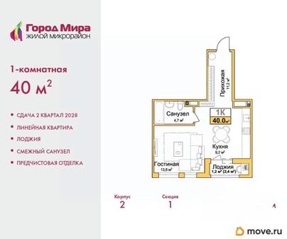 студия, 40 м&sup2;