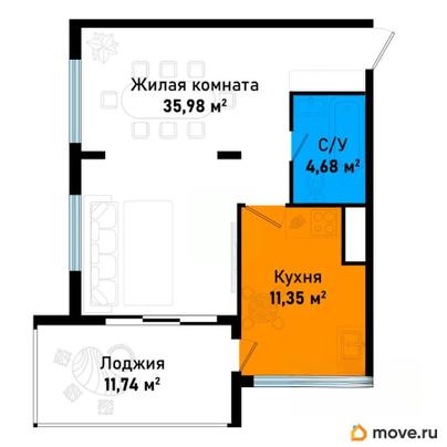 2-комн. квартира, 63.51 м&sup2;