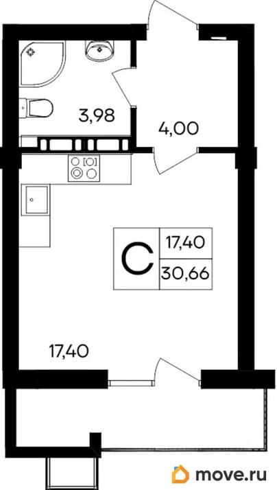 студия, 30.66 м&sup2;