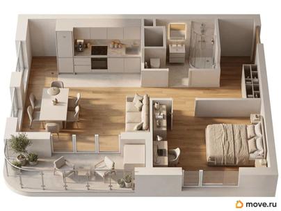 1-комн. квартира, 54.4 м&sup2;