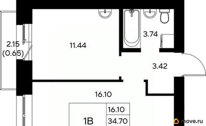 1-комн. квартира, 35.35 м&sup2;