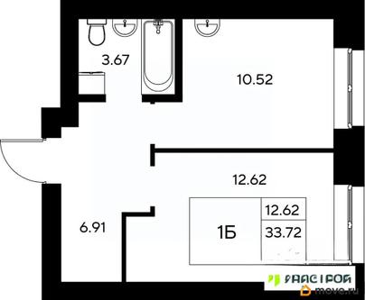 1-комн. квартира, 33.72 м&sup2;