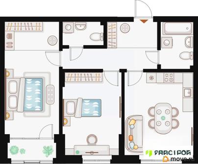 2-комн. квартира, 68.68 м&sup2;