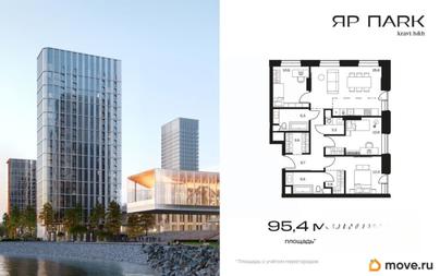 3-комн. апартаменты, 95.4 м&sup2;