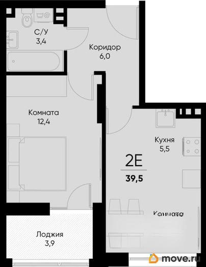 2-комн. квартира, 37.5 м&sup2;