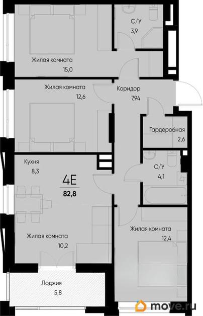 4-комн. квартира, 79.9 м&sup2;