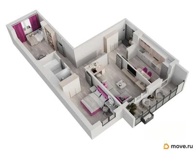 3-комн. квартира, 74.1 м&sup2;