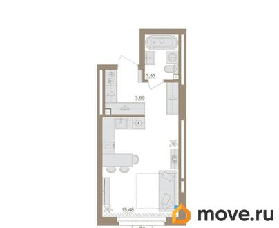 1-комн. квартира, 28.02 м&sup2;