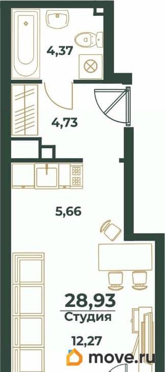 студия, 28.93 м&sup2;