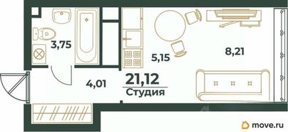 студия, 21.12 м&sup2;