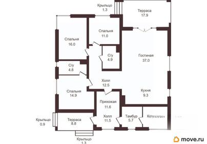 коттедж, 134.1 м&sup2;, 9 соток