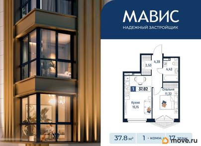1-комн. квартира, 37.82 м&sup2;