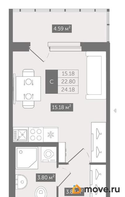 студия, 24.18 м&sup2;