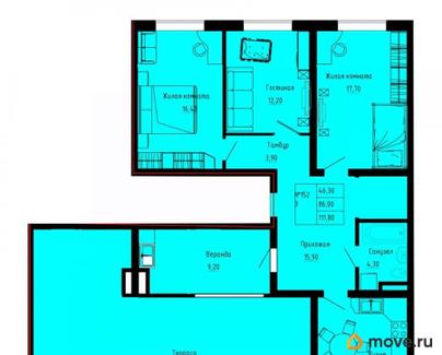 3-комн. квартира, 111.8 м&sup2;