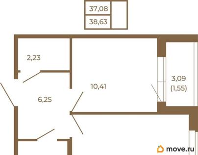1-комн. квартира, 38.63 м&sup2;
