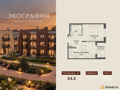 1-комн. квартира, 33.3 м&sup2;