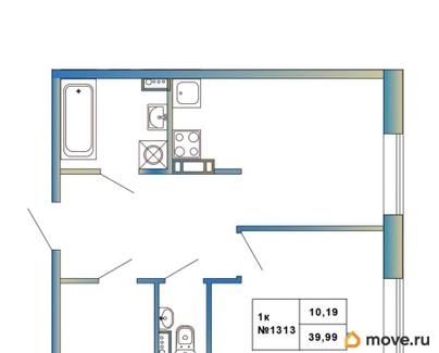 1-комн. квартира, 39.99 м&sup2;